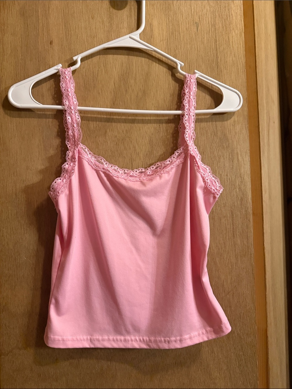 Lace-Trim Pink Camisole Tank Top - Women's Soft Layering Cami